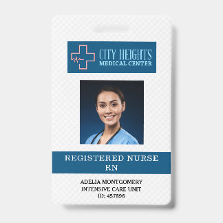 Crachá Nome da enfermeira registrada Logotipo do Hospital