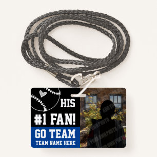 Crachá Nome da Equipe do Ventilador Nº1 e Azul do Jogador