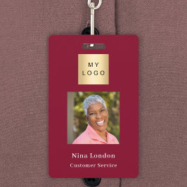 Crachá Nome da foto do burgundy Logotipo comercial do cód
