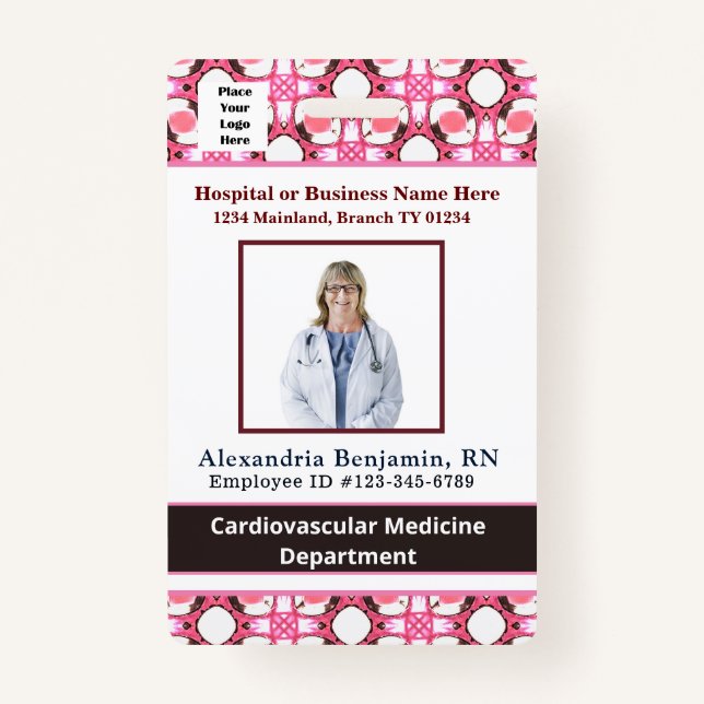 Crachá Nome da foto do funcionário Código do Bar ID do lo (Frente)