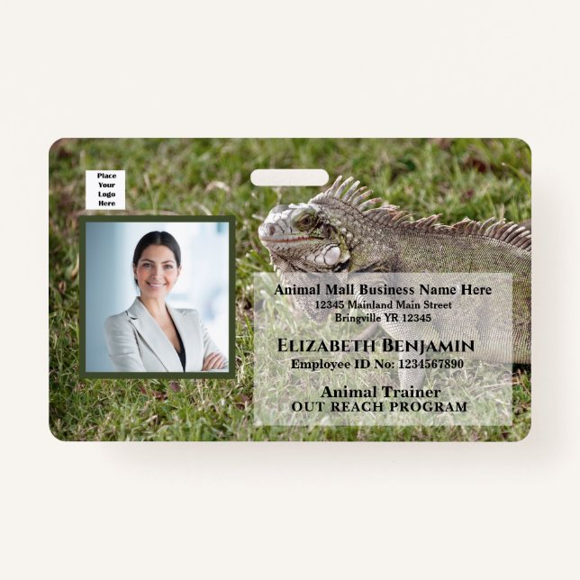 Crachá Nome da foto do funcionário Logotipo Código do Bar (Frente)