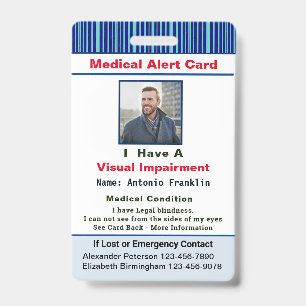 Crachá Nome de Foto de Alerta Médico Cartão de Identifi
