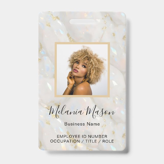 Crachá Nome de Foto Personalizado Pedra de Opala Falsa Ho (Frente)