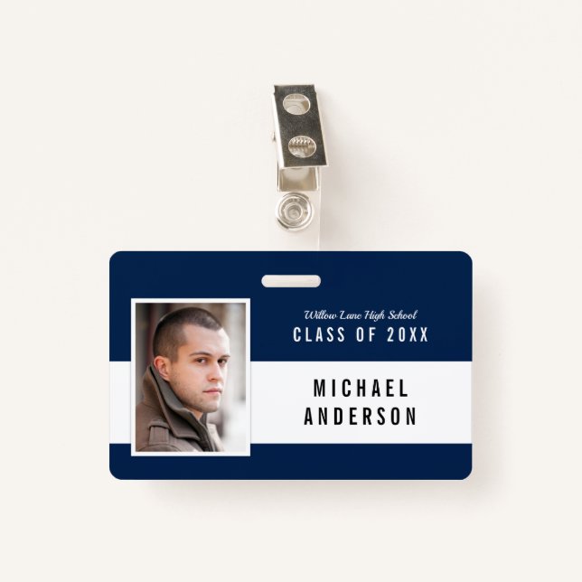 Crachá Nome de Fotografia de Reunião de Classe de Coluna  (Frente com Clipe)