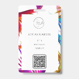 Crachá Nome de Funcionário Tropical Colorido