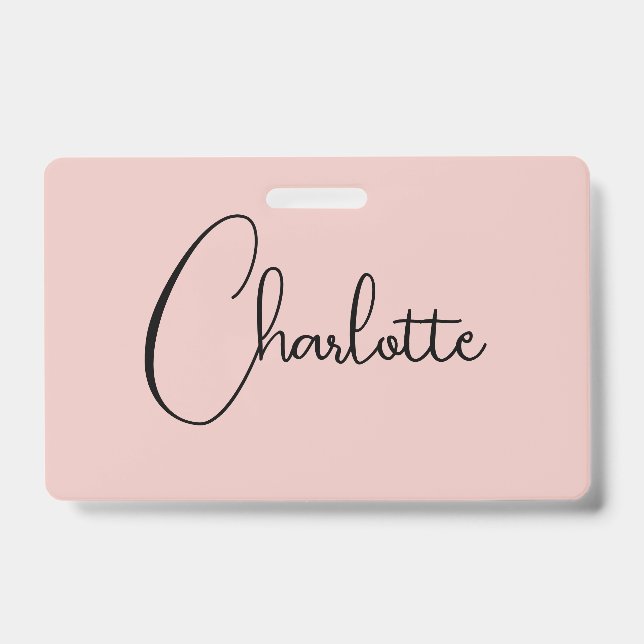 Crachá Nome de Script de Caligração Minimalista Dourado (Frente)