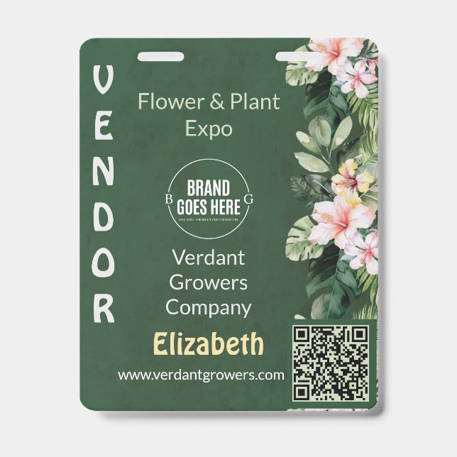 Crachá Nome do Evento da Feira de Flores Personalizadas (Frente)