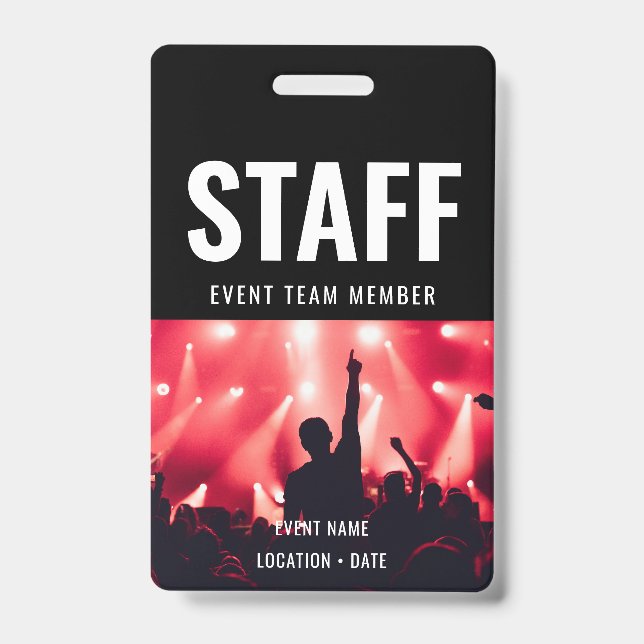 Crachá Nome do Evento ou Concerto Personalizado da Equipe (Frente)