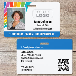 Crachá Nome do funcionário Logotipo fotográfico QR Código