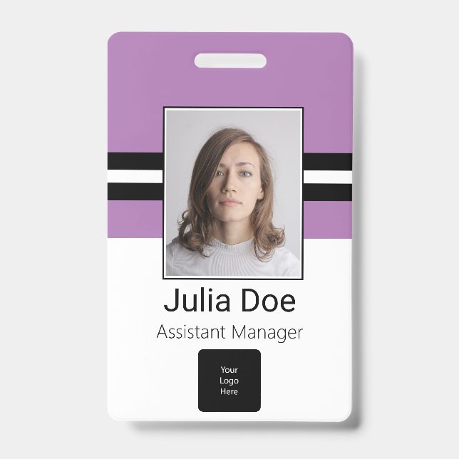 Crachá Nome do funcionário personalizado, foto, código de (Frente)