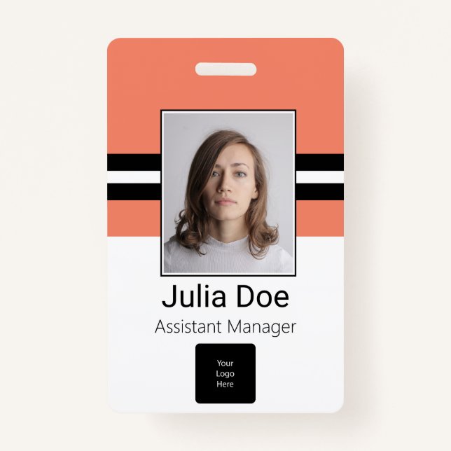 Crachá Nome do funcionário personalizado, foto, código do (Frente)