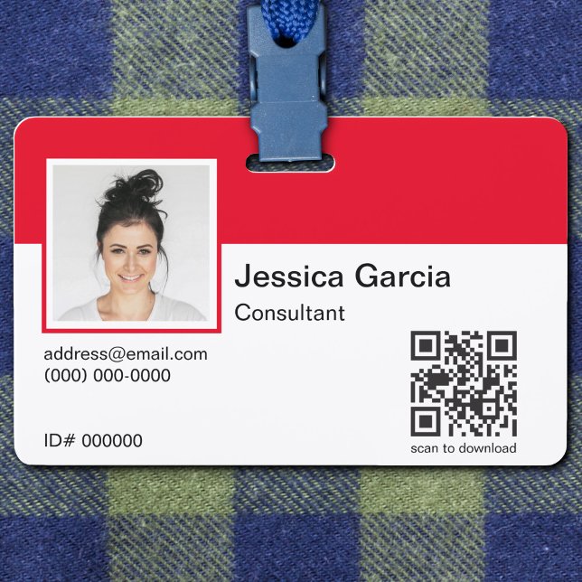 Crachá Nome do Funcionário Personalizado Foto e Código QR (Criador carregado)