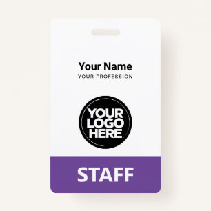 Crachá Nome do funcionário púrpura claro Logotipo comerci