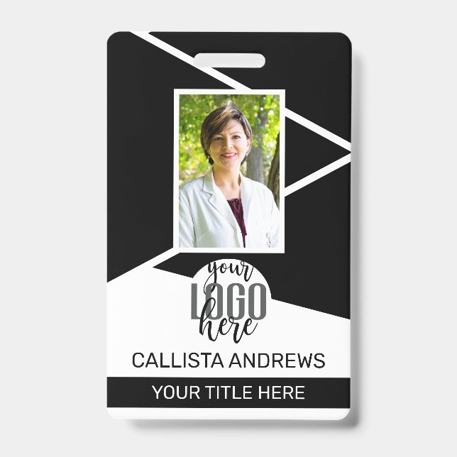 Crachá Nome do funcionário Título Código de barras Logoti (Frente)