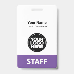 Crachá Nome do Funcionário Violeta Roxo Código Qr do Logo