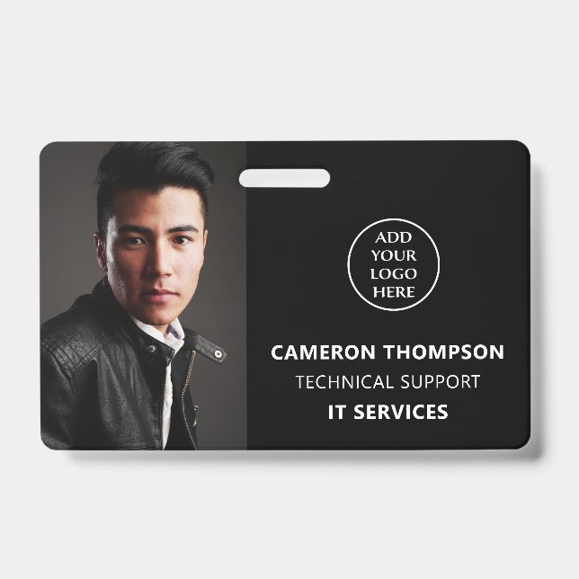 Crachá Nome do Funcionarios de Fotografia Moderno Título  (Frente)