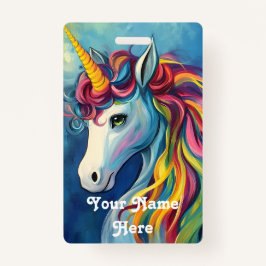 Crachá nome do host de aniversário unicorn