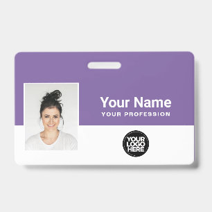 Crachá Nome do logotipo de funcionário roxo personalizad