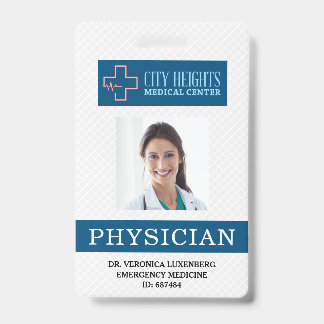 Crachá Nome do Médico ID de Foto Logotipo do Hospital Pro