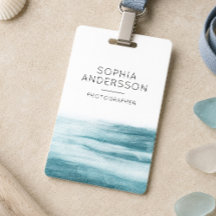 Nome do Oceano em Aquarela Azul Poeira Minimalista