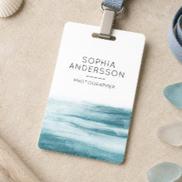 Crachá Nome do Oceano em Aquarela Azul Poeira Minimalista