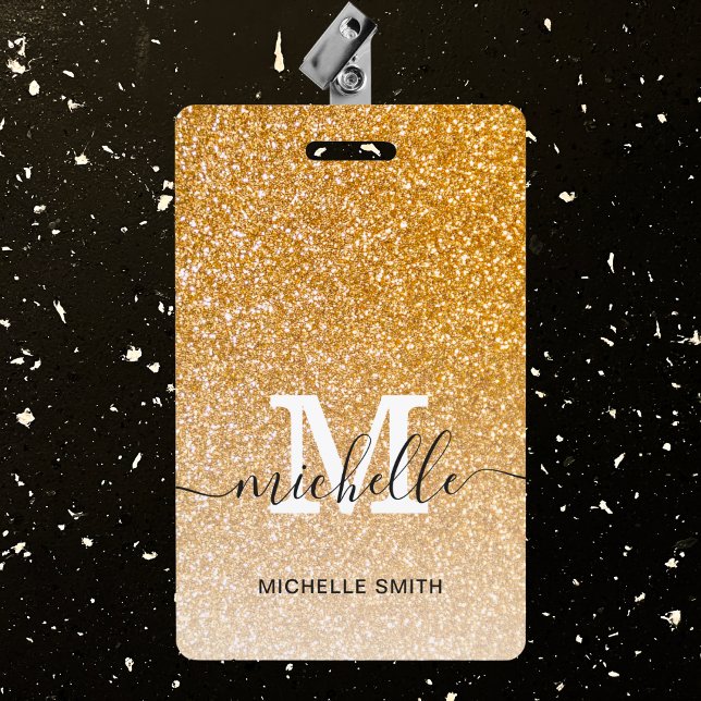 Crachá Nome do Script Inicial do Monograma Dourado de Ten (Criador carregado)