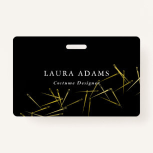 Crachá Nome elegante dourado do desenhador de moda das