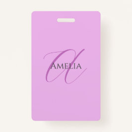 Crachá Nome Monograma - Letra Inicial Orchid & Lilac
