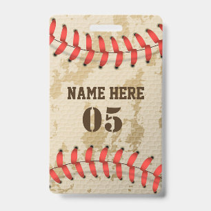 Crachá Nome Número de Beisebol Vintage Personalizado Retr