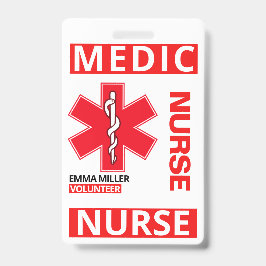 Crachá Nome Personalizado de Enfermeira Red Medical Impre