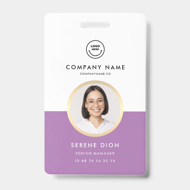 Crachá Nome Personalizado de ID de Funcionário Moderno ID (Frente)