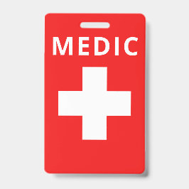 Crachá Nome Personalizado de Impressão Médico Vermelho Co
