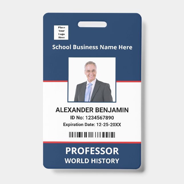 Crachá Nome Personalizado do Código de Bar de Fotografia  (Frente)