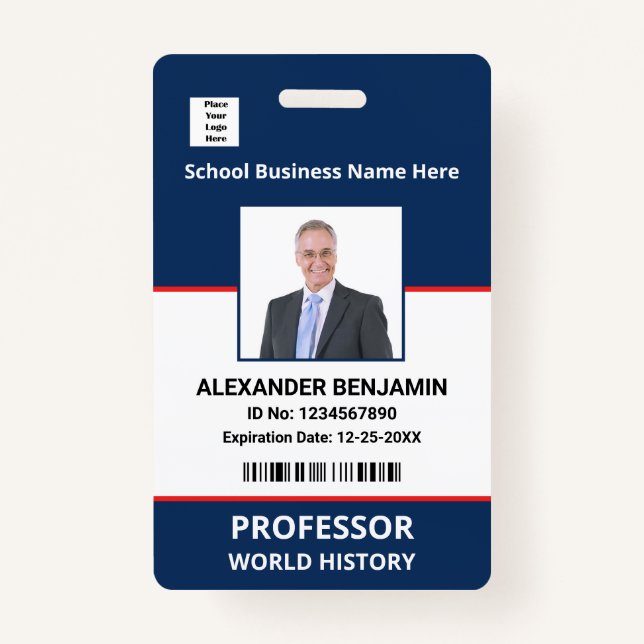 Crachá Nome Personalizado do Código de Bar de Fotografia  (Frente)