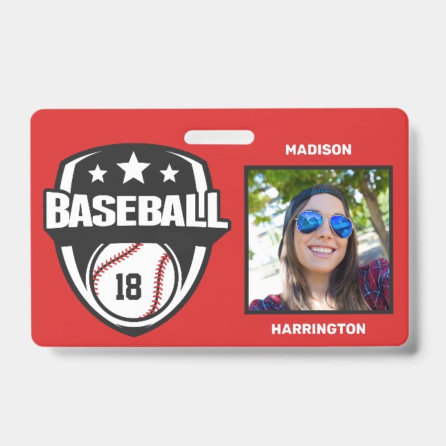 Crachá Nome Personalizado, Número, Texto e Cor de Basebol (Frente)