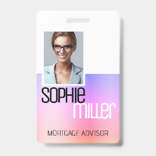 Crachá Nome Personalizado Rosa para Roxo Ombre Moderno