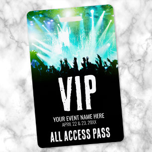 Crachá Nome Personalizado Todos os Acessos VIP Concerto