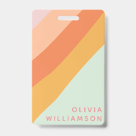 Crachá Nome Personalizado - Tríplice Listras Pastel Mint