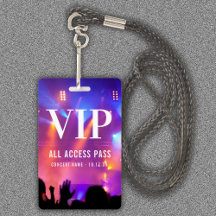 Nome Personalizado VIP All Access Pass Concert