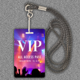 Crachá Nome Personalizado VIP All Access Pass Concert