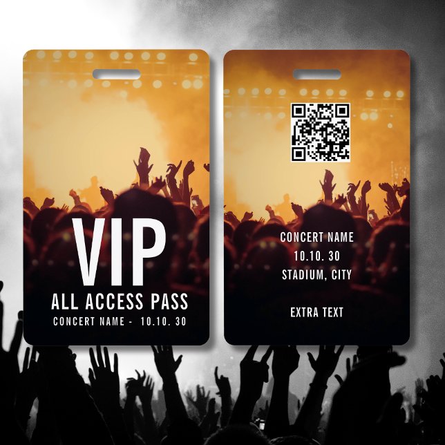 Crachá Nome Personalizado VIP All Access Pass Concerto (Criador carregado)