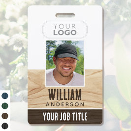 Crachá Nome Rustic de ID do Funcionário Foto Woodgrain Br