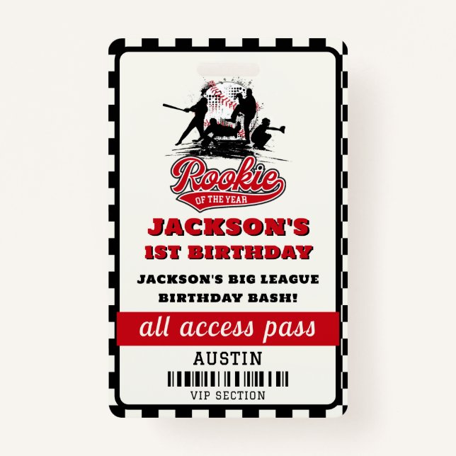 Crachá Novato Do Ano Da Festa de aniversário De Beisebol (Frente)