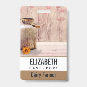 Crachá O leite rústico pode estilo country na madeira