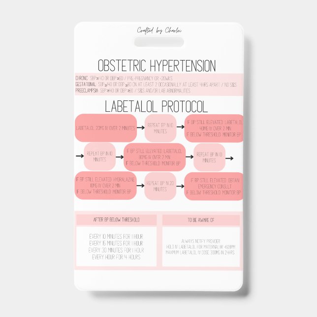 Crachá Obstetric Hypertension Nurse Reference Badge (Frente)