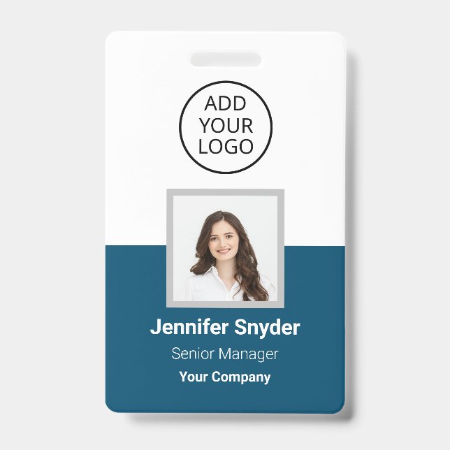 Crachá Ocean Blue, ID de foto do funcionário com código Q (Frente)