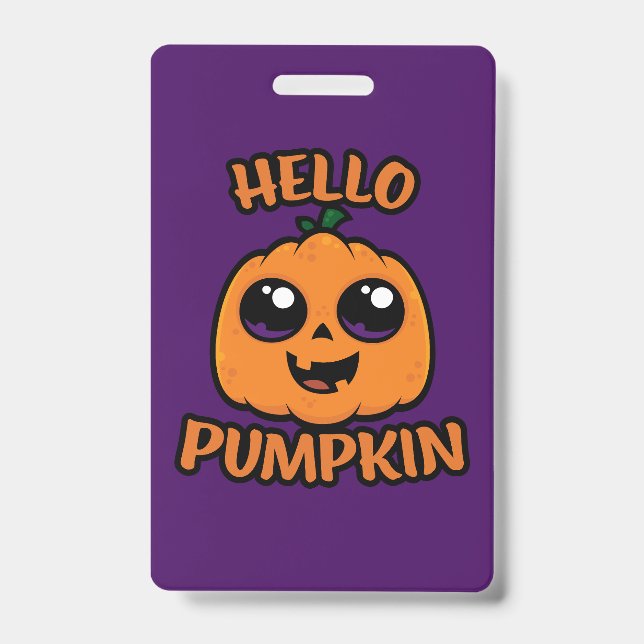 Crachá Olá Abóbora Bonito Jack-O-Lantern de Halloween (Frente)