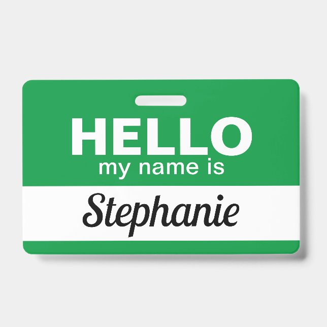 Crachá Olá, meu nome é Green Custom Employee Name (Frente)