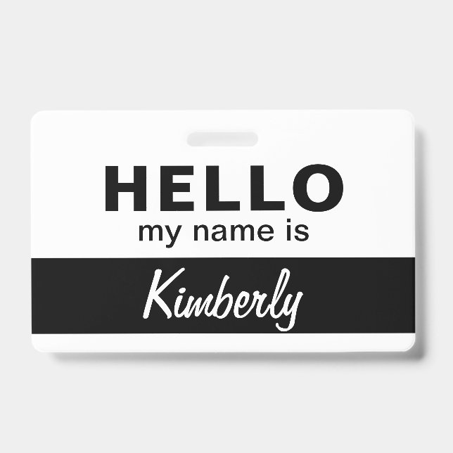 Crachá Olá, meu nome é - Nome do funcionário do script pe (Frente)