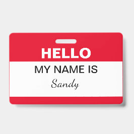 Crachá Olá, meu nome é Vermelho Branco Funcionário Volunt